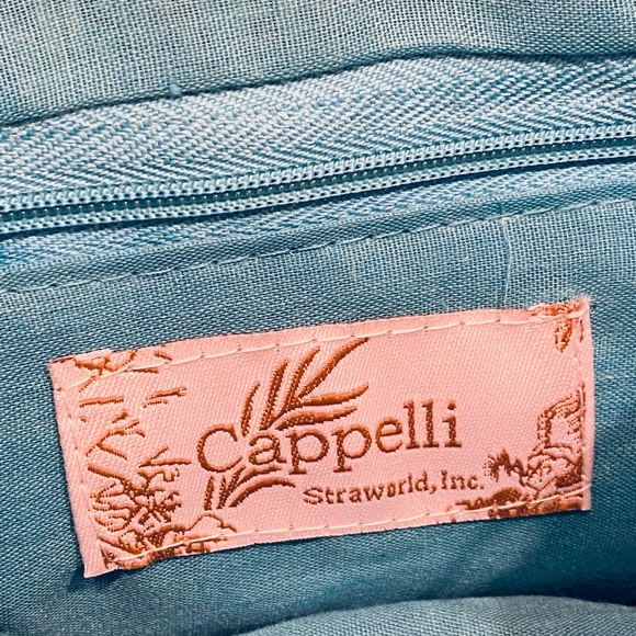 🌟HP🌟NWOT Boho Aqua & Wood Bead Toyo Straw Crossbody Bag by Cappelli Straworld - Picture 3 of 13